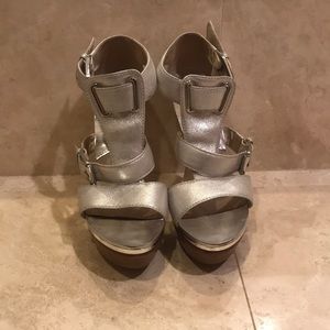 Michael Kors silver platform heels